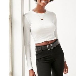 Silence + Noise White Long Sleeve w/ Cross Bottom.